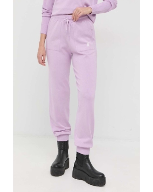 Patrizia Pepe spodnie dresowe damskie kolor fioletowy gładkie