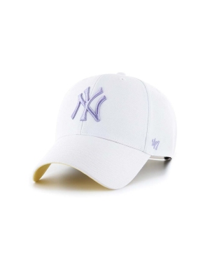 47brand czapka z domieszką wełny MLB New York Yankees kolor biały z aplikacją