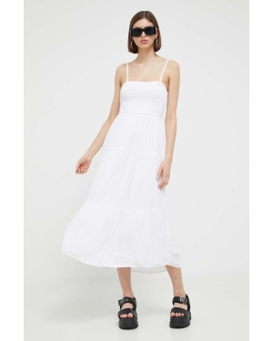 Hollister Co. sukienka kolor biały midi rozkloszowana