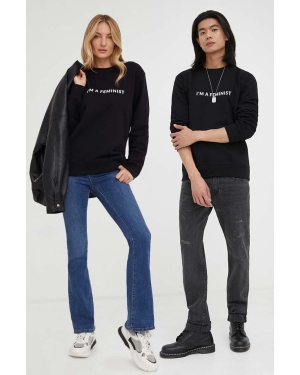 Answear Lab bluza X kolekcja limitowana BE SHERO kolor czarny z nadrukiem