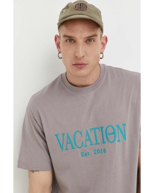 On Vacation t-shirt bawełniany kolor beżowy z aplikacją