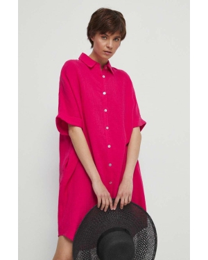 Medicine sukienka bawełniana kolor różowy midi oversize