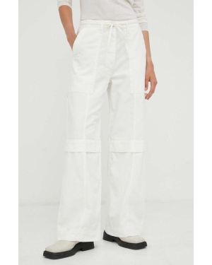 Day Birger et Mikkelsen spodnie bawełniane kolor biały szerokie high waist