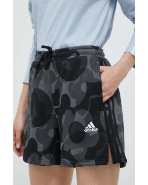 adidas szorty damskie kolor czarny wzorzyste medium waist