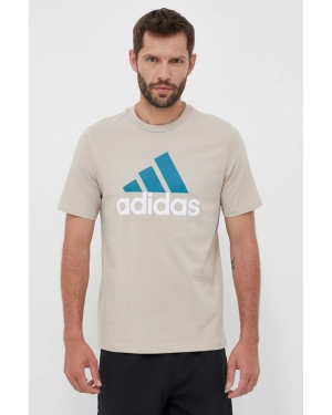 adidas t-shirt bawełniany kolor beżowy z nadrukiem