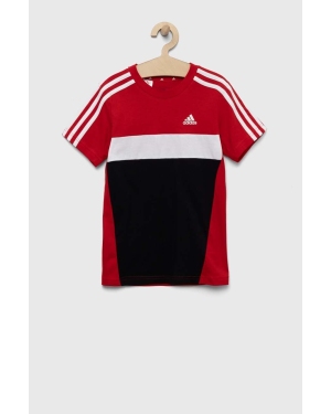 adidas t-shirt bawełniany dziecięcy kolor czerwony wzorzysty