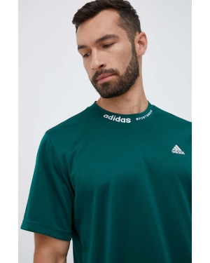 adidas t-shirt bawełniany kolor zielony z aplikacją