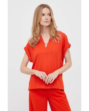 Calvin Klein bluzka damska kolor pomarańczowy gładka