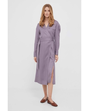 Calvin Klein sukienka kolor fioletowy midi prosta