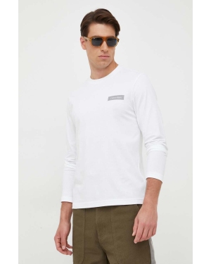 Calvin Klein longsleeve męski kolor biały z nadrukiem