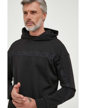 Calvin Klein bluza męska kolor czarny z kapturem z aplikacją