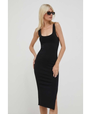 Calvin Klein sukienka kolor czarny midi dopasowana