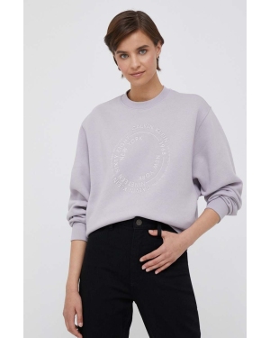 Calvin Klein bluza damska kolor fioletowy z aplikacją