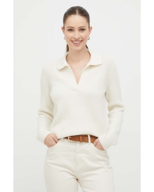 Calvin Klein sweter z domieszką wełny damski kolor beżowy
