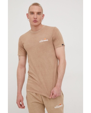 Ellesse t-shirt bawełniany kolor brązowy z aplikacją SHM13143-GREEN