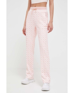 Guess spodnie dresowe kolor różowy wzorzyste