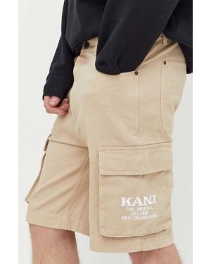 Karl Kani szorty bawełniane kolor beżowy