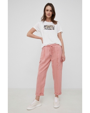 Pepe Jeans spodnie Jynx damskie kolor różowy fason cargo high waist