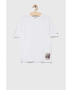 Tommy Hilfiger t-shirt dziecięcy kolor biały z aplikacją