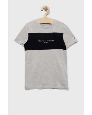 Tommy Hilfiger t-shirt bawełniany dziecięcy kolor szary wzorzysty