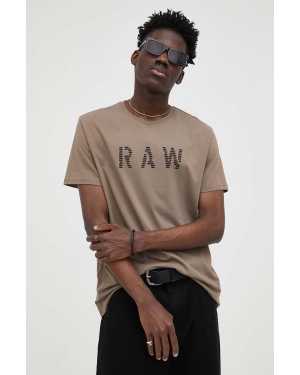 G-Star Raw t-shirt bawełniany kolor brązowy z nadrukiem