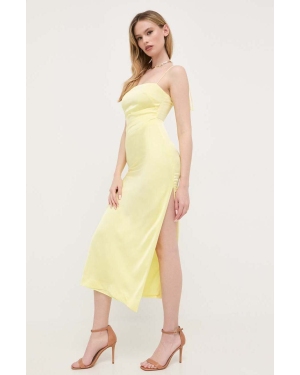 Bardot sukienka kolor żółty midi prosta