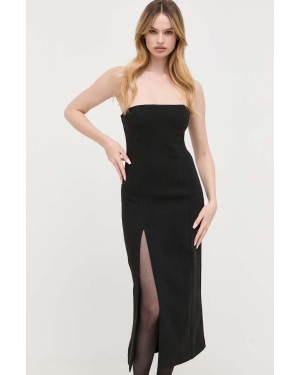 Bardot sukienka kolor czarny midi prosta