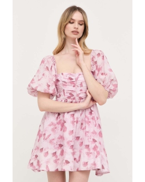 Bardot sukienka kolor różowy mini rozkloszowana