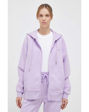 adidas by Stella McCartney bluza dresowa kolor fioletowy z kapturem gładka
