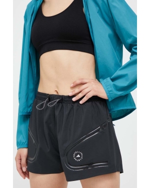 adidas by Stella McCartney szorty do biegania Truepace kolor czarny z nadrukiem high waist