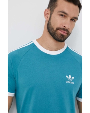 adidas Originals t-shirt bawełniany kolor turkusowy z aplikacją