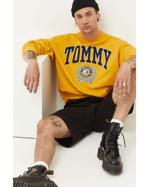 Tommy Jeans bluza bawełniana męska kolor żółty z aplikacją