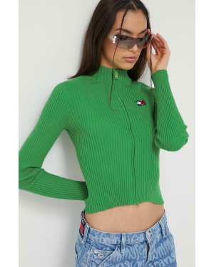 Tommy Jeans sweter damski kolor zielony lekki