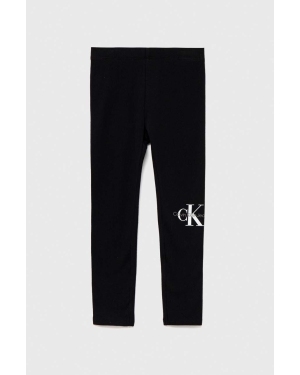 Calvin Klein Jeans legginsy dziecięce kolor czarny z nadrukiem