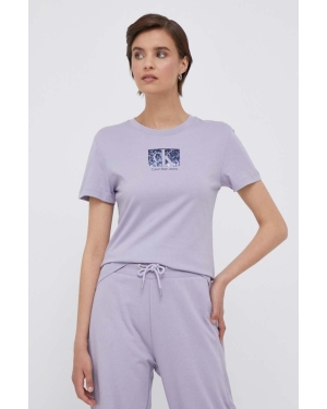 Calvin Klein Jeans t-shirt bawełniany kolor fioletowy