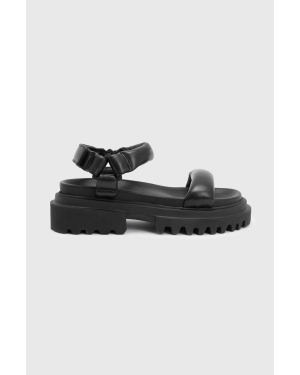 AllSaints sandały skórzane Helium Sandal damskie kolor czarny na platformie WF612Y