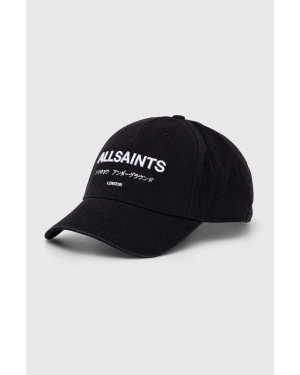 AllSaints czapka z daszkiem bawełniana kolor czarny z aplikacją