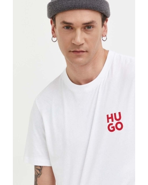 HUGO t-shirt bawełniany kolor biały gładki