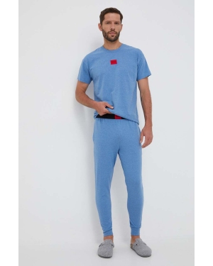 HUGO spodnie piżamowe męskie kolor niebieski wzorzysta