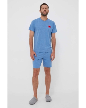 HUGO piżama męska kolor niebieski z aplikacją