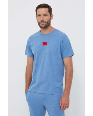 HUGO t-shirt piżamowy męski kolor niebieski gładka