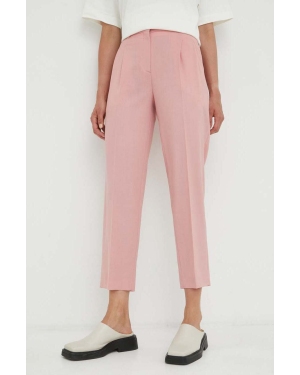 PS Paul Smith spodnie wełniane kolor różowy fason cygaretki high waist