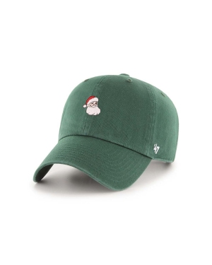 47 brand czapka bawełniana kolor zielony z aplikacją