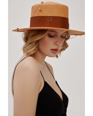 LE SH KA headwear kapelusz Brown Gold Canotier kolor brązowy