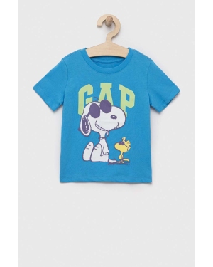 GAP t-shirt dziecięcy kolor niebieski z nadrukiem