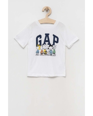 GAP t-shirt dziecięcy kolor biały z nadrukiem