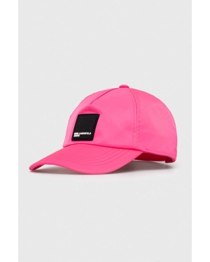 Karl Lagerfeld Jeans czapka z daszkiem kolor różowy z aplikacją