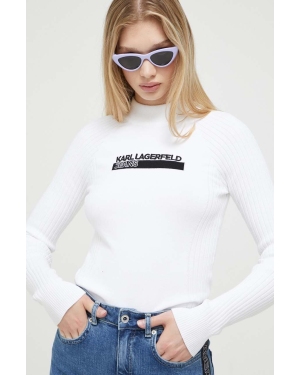 Karl Lagerfeld Jeans sweter damski kolor biały z półgolfem