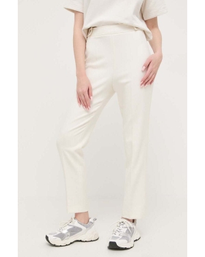 BOSS spodnie damskie kolor biały fason cygaretki high waist