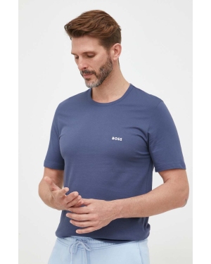 BOSS t-shirt bawełniany 3-pack kolor niebieski gładki